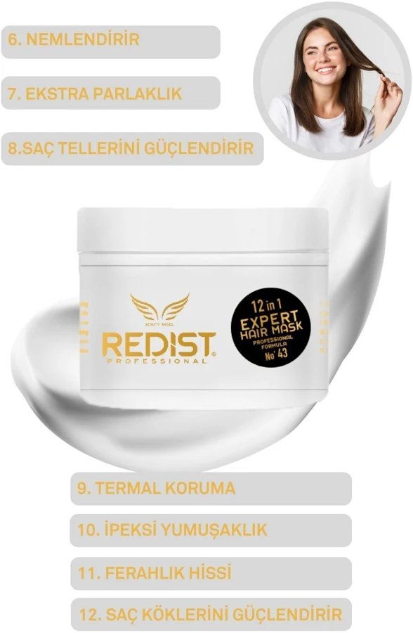 Redist Hızlı Saç Uzatan Yıpranmış Sert Saçları Anında Yumuşatan 12In1 Saç Bakım Maskesi 500ML